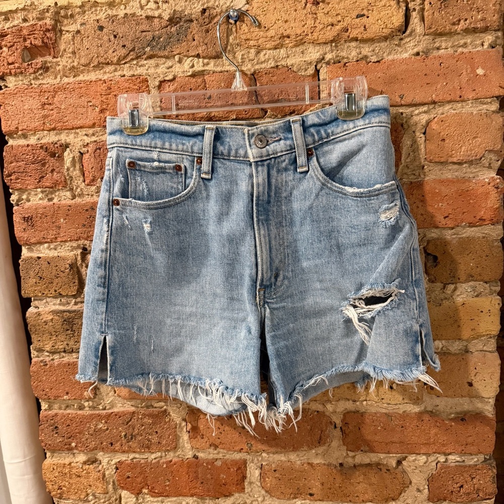 Abercrombie & Fitch Light Blue Distressed Jean Shorts